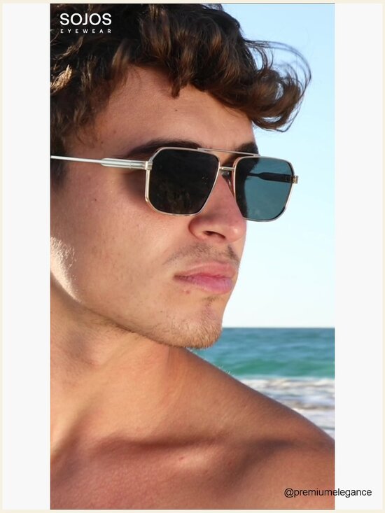 Retro Square Double Bridge Metal Sunglasses